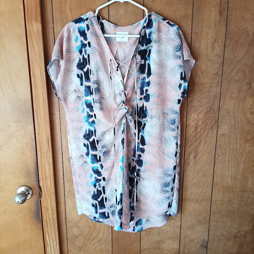 Buddy Love Multicolor Printed V-Neck Shift Dress Size Small Boho